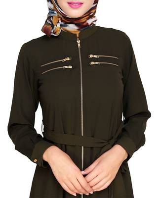 Modest Forever  Olive embroidered nida abaya 5