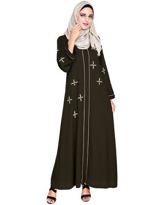 Modest Forever  Olive embroidered nida abaya 1