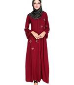 Modest Forever  Wine embroidered nida abaya
