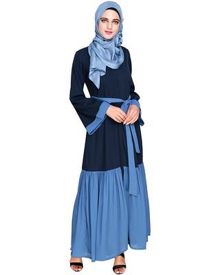 Modest Forever  Dark-blue embroidered nida abaya 1