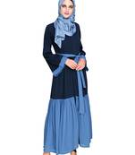 Modest Forever  Dark-blue embroidered nida abaya