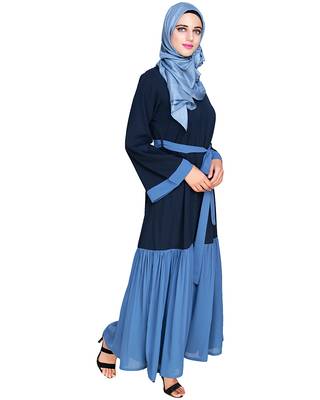 Modest Forever  Dark-blue embroidered nida abaya 2