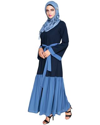 Modest Forever  Dark-blue embroidered nida abaya 3