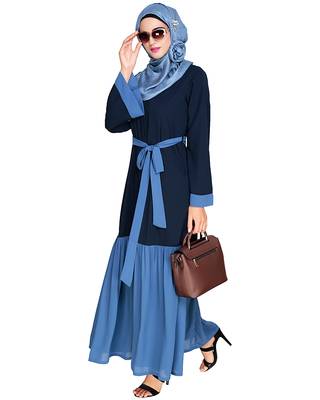 Modest Forever  Dark-blue embroidered nida abaya 4