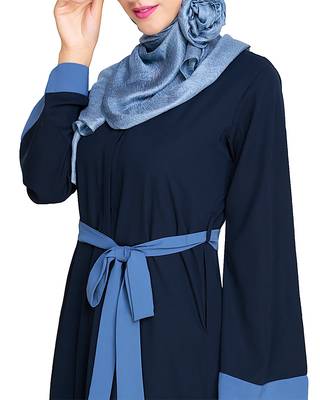 Modest Forever  Dark-blue embroidered nida abaya 5