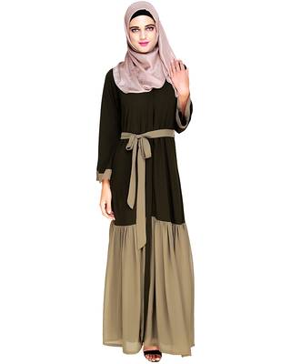 Modest Forever  Olive embroidered nida abaya 1