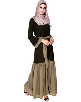 Modest Forever  Olive embroidered nida abaya 2