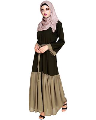 Modest Forever  Olive embroidered nida abaya 3