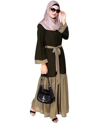Modest Forever  Olive embroidered nida abaya 4