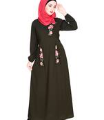 Modest Forever  Olive embroidered nida abaya