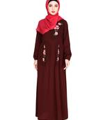 Modest Forever  Brown embroidered nida abaya