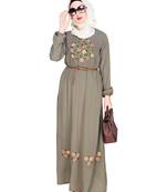 Modest Forever  Sea-green embroidered nida abaya