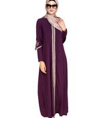 Modest Forever  Purple embroidered nida abaya