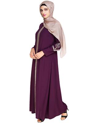 Modest Forever  Purple embroidered nida abaya 4