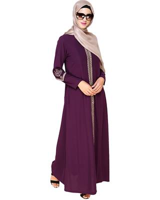 Modest Forever  Purple embroidered nida abaya 5
