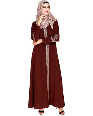 Modest Forever  Brown embroidered nida abaya 3