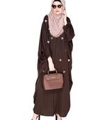 Modest Forever  Brown embroidered satin irani kaftan Abaya
