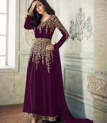 Purple embroidered faux georgette salwar