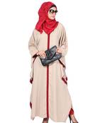 Modest Forever  Beige embroidered satin irani kaftan abaya