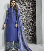Blue embroidered banarasi silk salwar