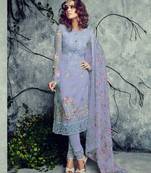 Light-Purple Embroidered Faux Georgette Salwar