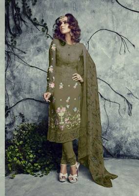 Mehendi embroidered faux georgette salwar 1
