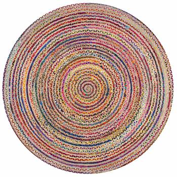 Hand Braided Bohemian Cotton Chindi Area Rug Ivory Color Home Decor Rugs Cotton Area Rugs Round Shape 2