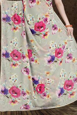 beige printed bemberg saree with blouse 3