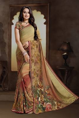 multicolor printed bemberg saree with blouse 1