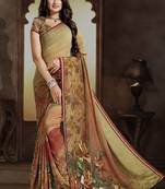 multicolor printed bemberg saree with blouse