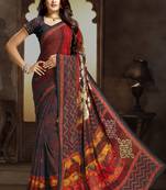 multicolor printed bemberg saree with blouse