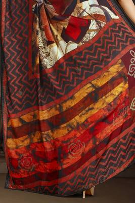 multicolor printed bemberg saree with blouse 3