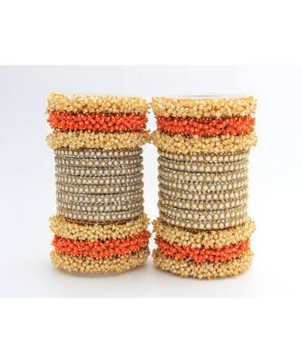 Orange Set Of 2 Lac Bridal Bangle Sets 1