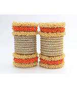 Orange Set Of 2 Lac Bridal Bangle Sets