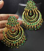 Charming Jewelry Designer Green Kundan Chandbali Earrings Set