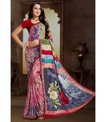 multicolor printed bemberg saree with blouse