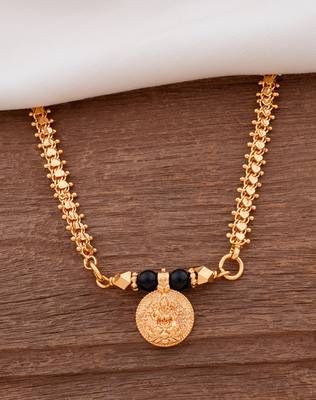 Golden MEDIUM length mangalsutra with single Laxmi vati one gram gold 1
