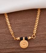 Golden MEDIUM length mangalsutra with single Laxmi vati one gram gold