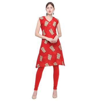 Red printed rayon party-wear-kurtis 1
