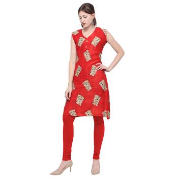 Red printed rayon party-wear-kurtis 2