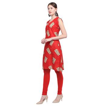 Red printed rayon party-wear-kurtis 3