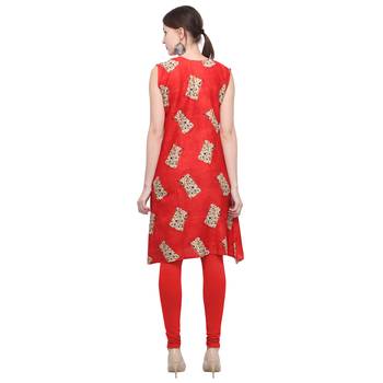 Red printed rayon party-wear-kurtis 4