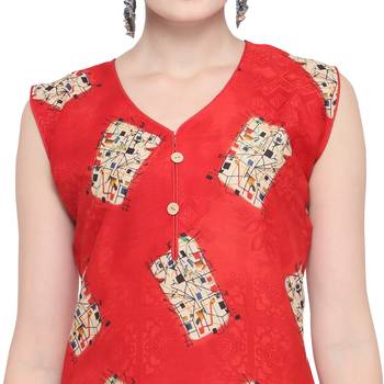 Red printed rayon party-wear-kurtis 5