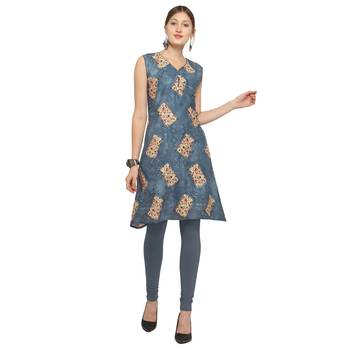 Grey printed rayon party-wear-kurtis 1
