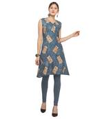Grey printed rayon party-wear-kurtis