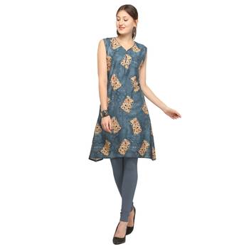 Grey printed rayon party-wear-kurtis 2