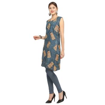 Grey printed rayon party-wear-kurtis 3