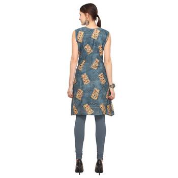 Grey printed rayon party-wear-kurtis 4
