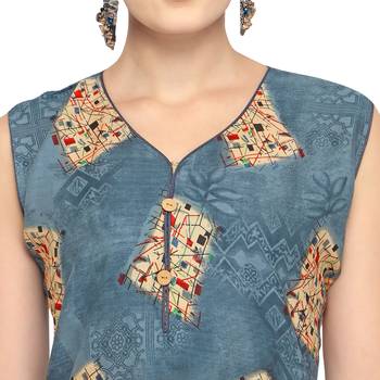 Grey printed rayon party-wear-kurtis 5