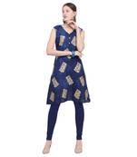 Blue printed rayon party-wear-kurtis
